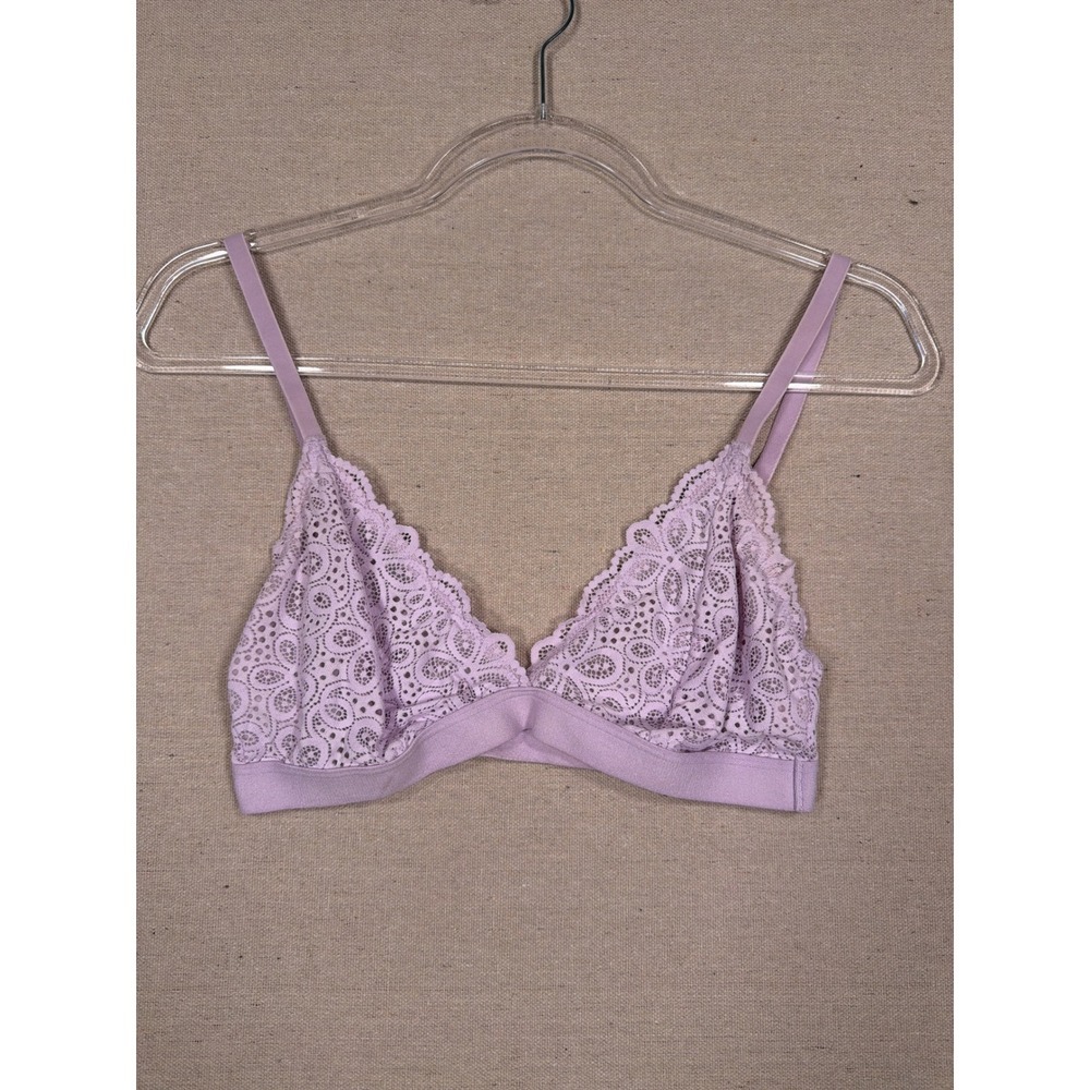Colsie Womens Lavender Purple Lace Triangle Bralette Adjustable Straps Size M
